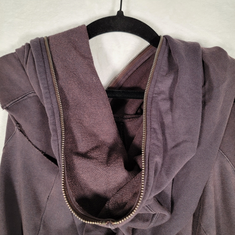 Men’s Sz 10 All Saints Spitafields Brown Cotton Distressed Festival Hooded Vest - Picture 10 of 14